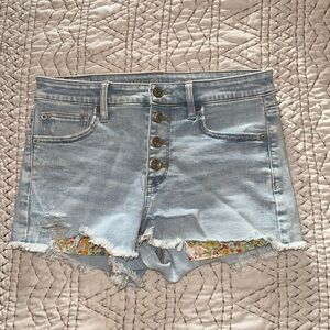 American Eagle Floral Print Pocket Jean Shorts
